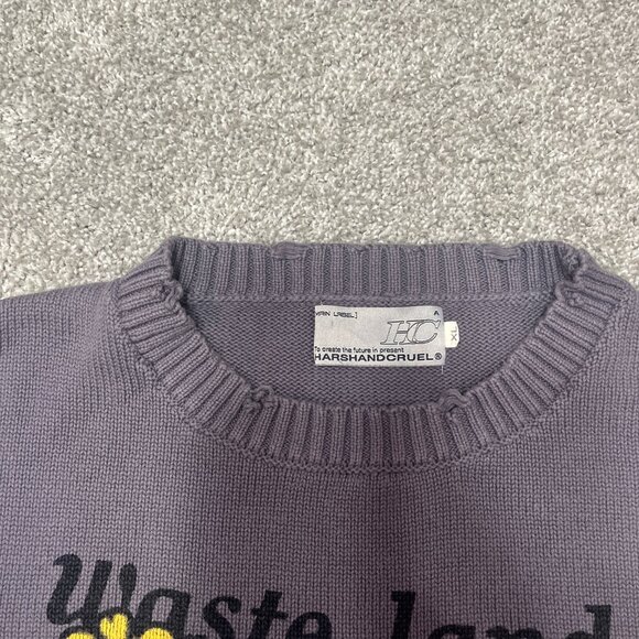Harsh And Cruel Sweater Men XL Ripped Graphic Waste Land 100% Cotton Streetwear - Picture 5 of 11